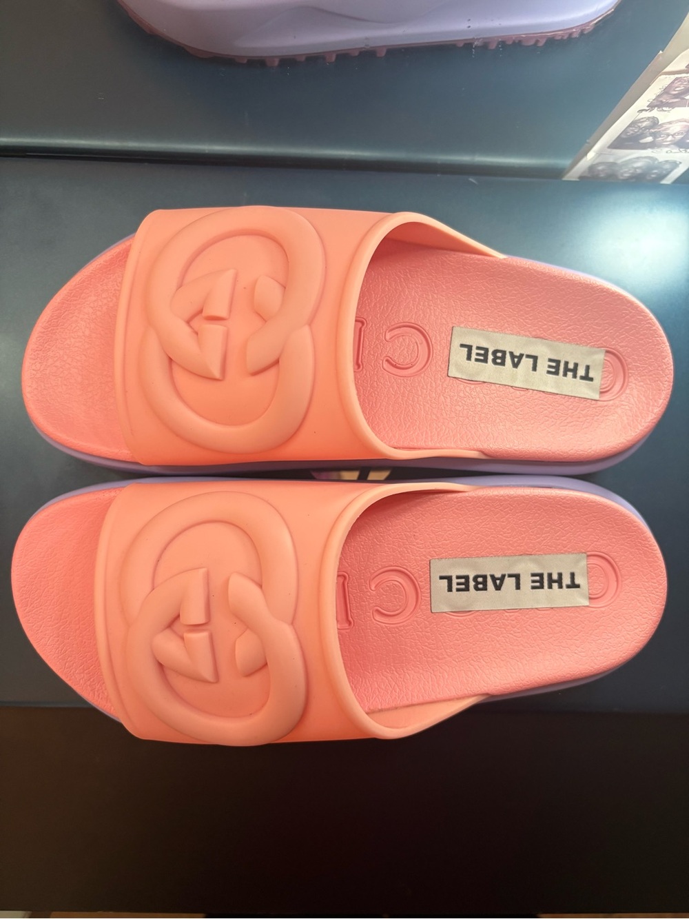 Gucci Coral Pink Logo Slide Sandals